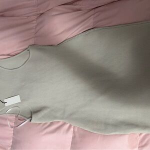 Babaton Ribbed Midi Dress in Light Gray